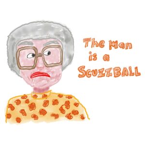 sophia golden girls caricature parody the man is a scuzzball