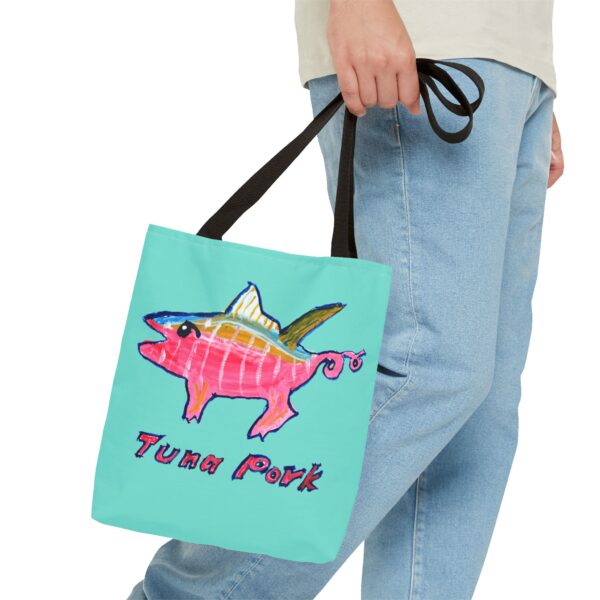 Tuna Pork Tote Bag – Whimsical Watercolor Creature by Paul Myrick