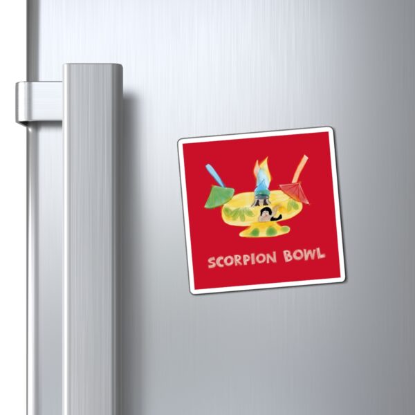 Scorpion Bowl Fridge Magnet | Watercolor Tiki Drink Art by Paul Myrick | Tropical Polynesian Pop Kitchen & Bar Decor