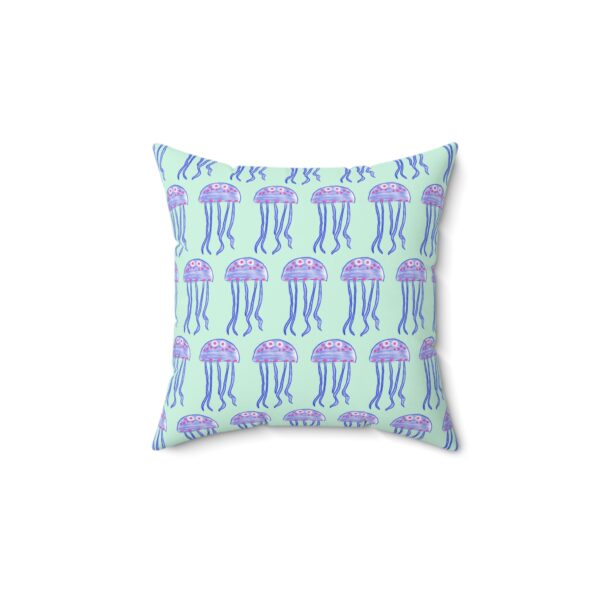 Jellyfish Watercolor Throw Pillow – Seafoam Green by Paul Myrick