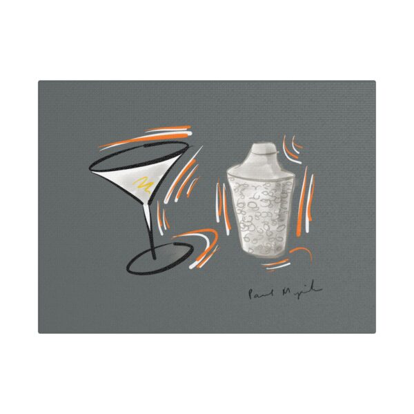 Martini and Shaker – Mid-Century Watercolor Art Canvas Wrap