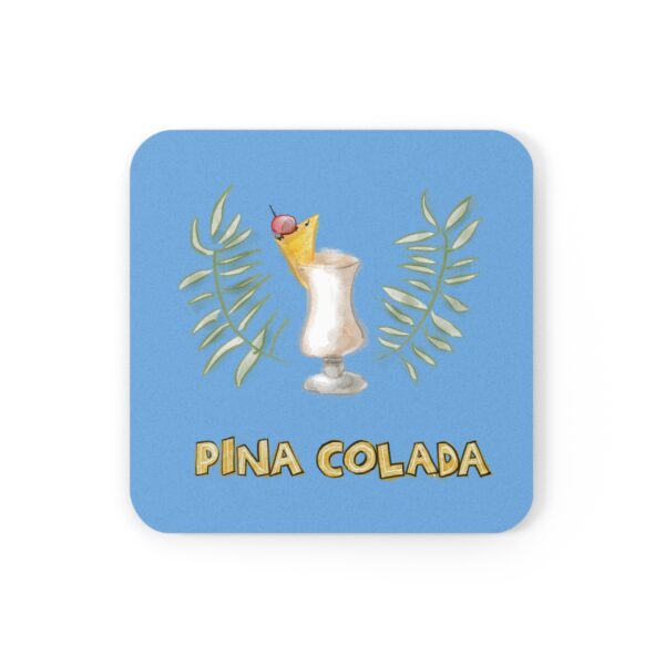 sky blue coaster with pina colada drink watercolor artwork by Paul Myrick