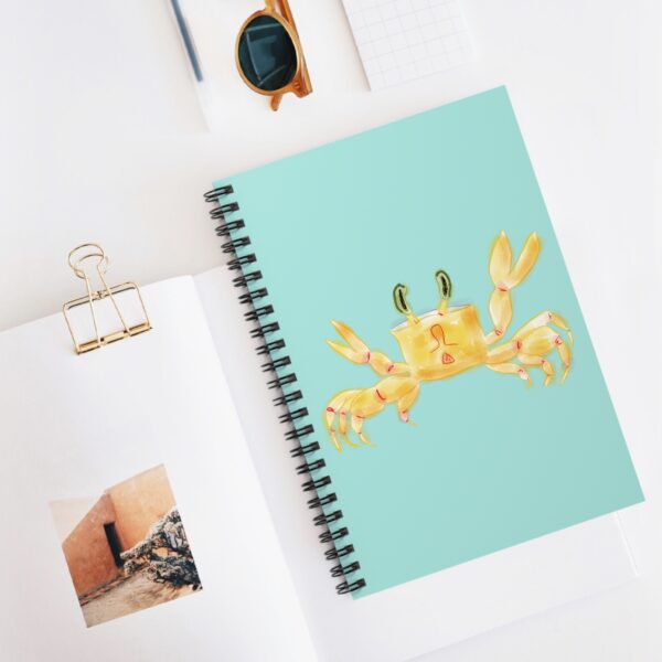 Crab spiral notebook with light aqua front cover by The Parodies — front cover