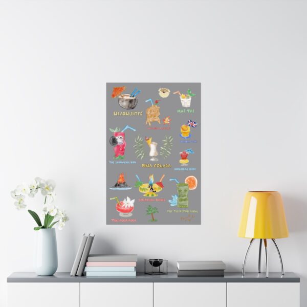 Tiki Drinks Poster | Watercolor Cocktail Art Print by Paul Myrick | Mid-Century Polynesian Pop Wall Decor