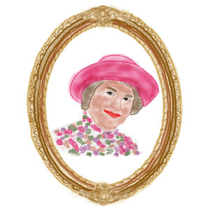 Hyacinth Bucket in Ornate Gold Frame Parody Caricature