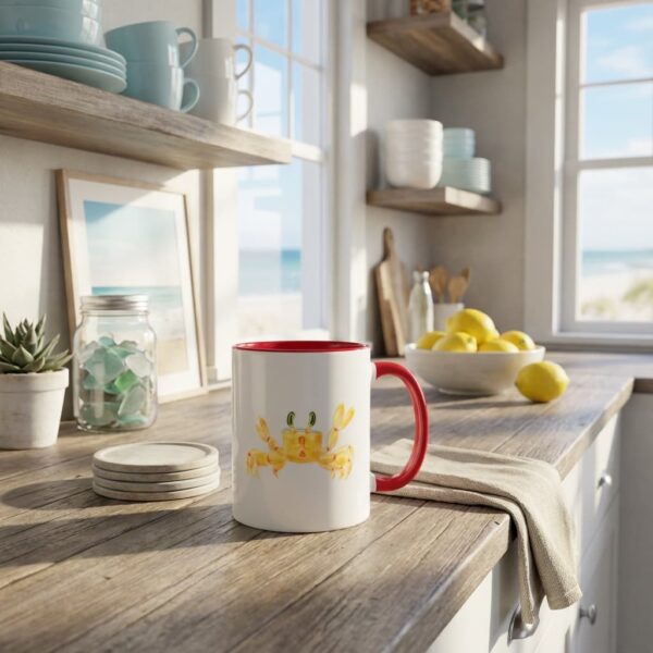 Crab Coffee Mug | Cheerful Coastal Watercolor Art by The Parodies (11oz & 15oz)