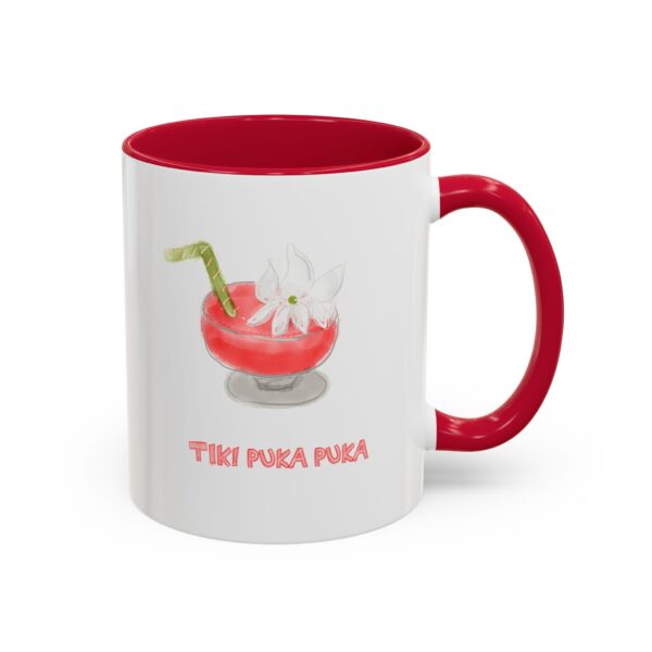 coffee mug with Tiki Puka Puka watercolor artwork by Paul Myrick