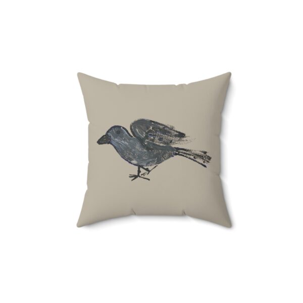 Raven Throw Pillow – Moody Minimalist Bird Art by Paul Myrick