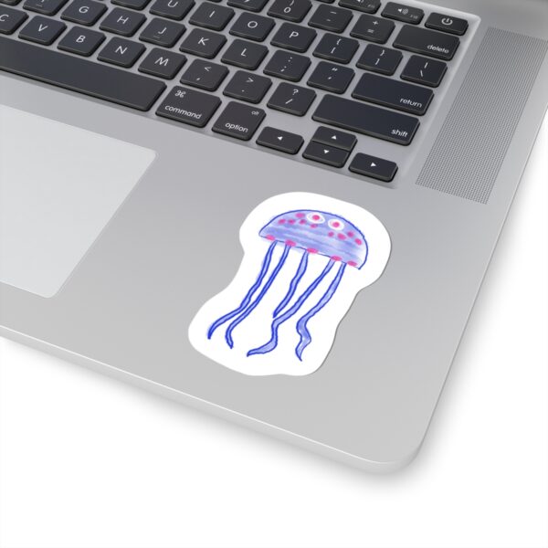 Jellyfish watercolor artwork on kiss-cut sticker by Paul Myrick