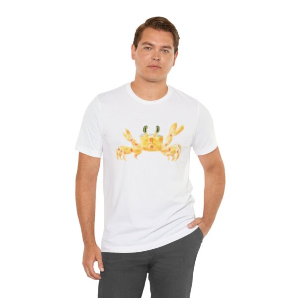 Crab – Bella+Canvas 3001 Unisex T-Shirt | Playful Watercolor Coastal Art by The Parodies