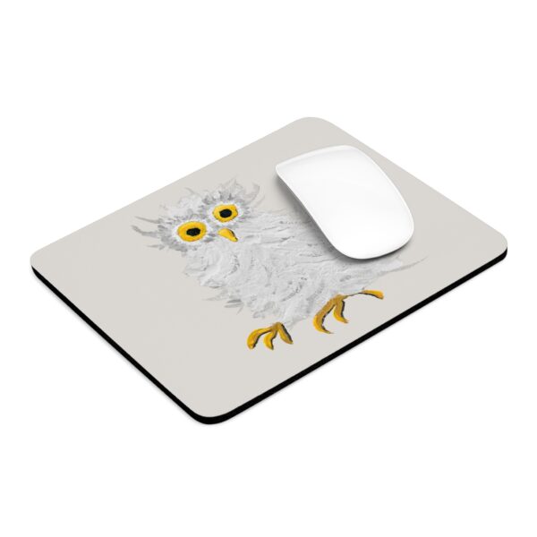 mouse pad featuring Paul Myrick's white barn owl artwork
