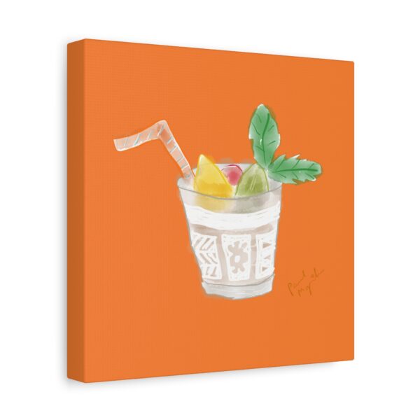orange canvas wrap featuring Paul Myrick's Mai Tai tiki drink artwork