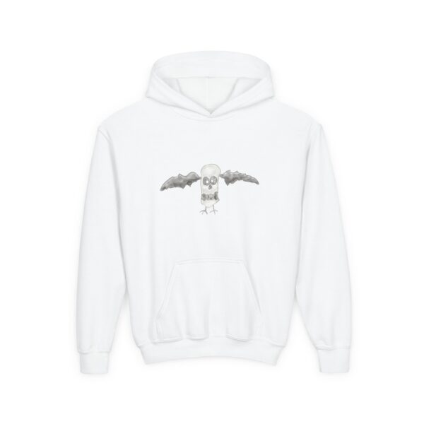 Skull with Wings – Vintage Horror Watercolor Art Youth Hooded Sweatshirt