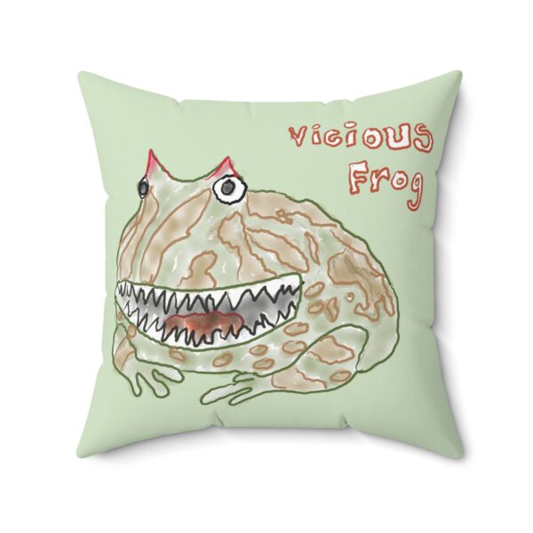 Vicious Frog Throw Pillow – Light Fern – Watercolor Creature Art by Paul Myrick