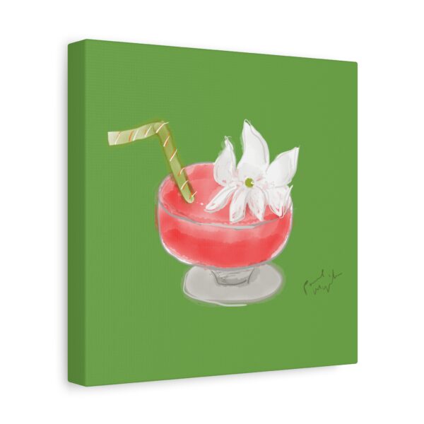 green canvas wrap featuring Paul Myrick's Tiki Puka Puka drink artwork