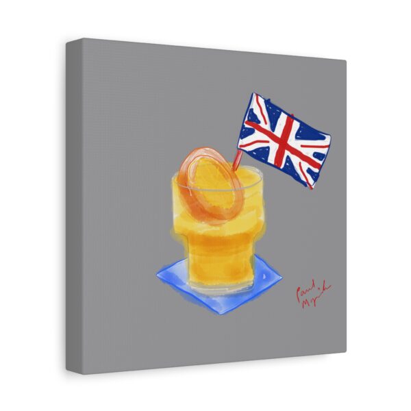 gray canvas wrap featuring Paul Myrick's London Sour tiki cocktail watercolor artwork
