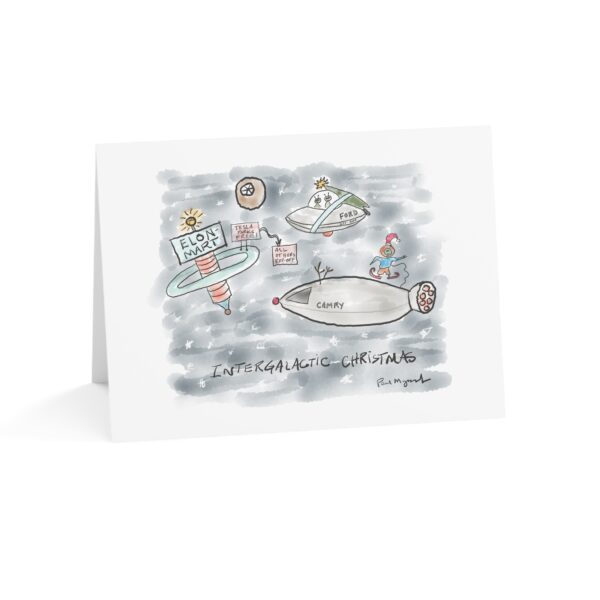 Intergalactic Christmas Greeting Cards – Unique & Fun Holiday Cards – Blank Inside (Single Card or Pack of 10)