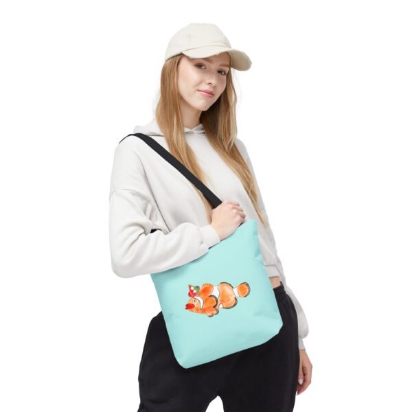 Clown Fish Tote Bag on Light Aqua – Watercolor Art by Paul Myrick