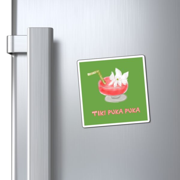 Tiki Puka Puka Fridge Magnet | Watercolor Tiki Drink Art by Paul Myrick | Colorful Polynesian Pop Kitchen & Bar Decor