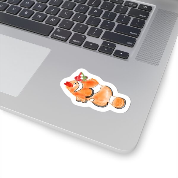 Clown Fish Party Hat Kiss-Cut Sticker – Watercolor Art by Paul Myrick
