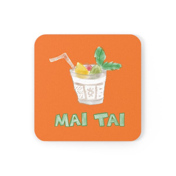 orange coaster featuring Paul Myrick's Mai Tai watercolor artwork