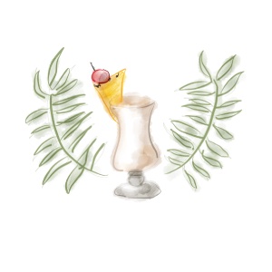 pina colada watercolor artwork by Paul Myrick