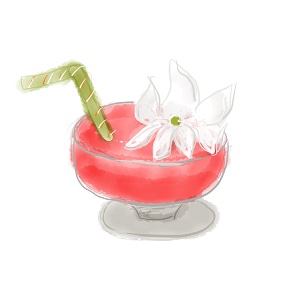 Tiki Puka Puka drink watercolor parody