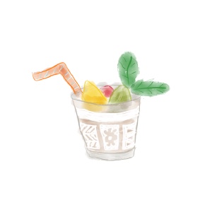 The Mai Tai cocktail watercolor artwork by Paul Myrick