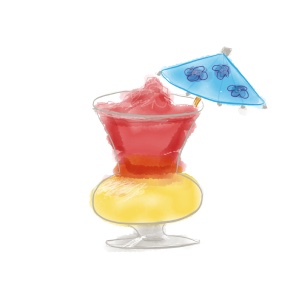 Molokai Mike tiki drink watercolor parody