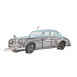 raggedy_rolls_royce_300x300px Raggedy Rolls Royce – watercolor parody of a worn luxury car by Paul Myrick