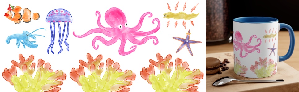 sea_creatures_accent_mug_banner_967x300px sea creatures accent coffee mug banner