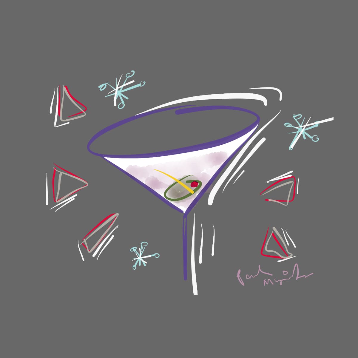 IMG_0048_martini_watercolor_300x300px Sputnik Martini watercolor artwork by Paul Myrick